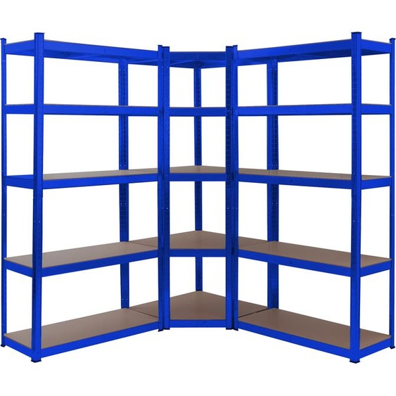 AREBOS Rayonnage pour charges lourdes, set de 3 | Rayonnage dangle combiné, capacité de charge 875 kg, bleu