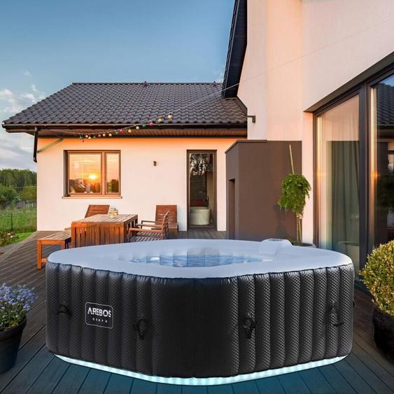 Spa Gonflable avec éclairage led Gonflable pour lintérieur et lextérieur 154x154cm 4 Personnes 100 Jets de Massage avec Chauffage 600 litres avec