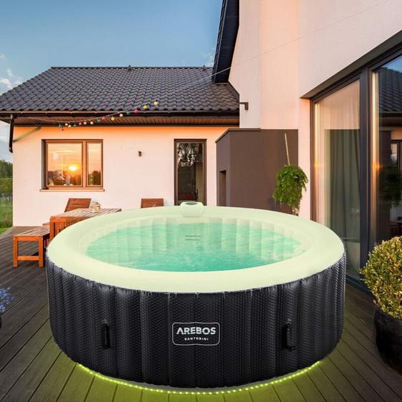 Spa Gonflable Gonflable Automatique pour lintérieur et lextérieur ⌀ 208 cm 6 Personnes Bande Lumineuse led 130 Jets de Massage 1000 litres avec