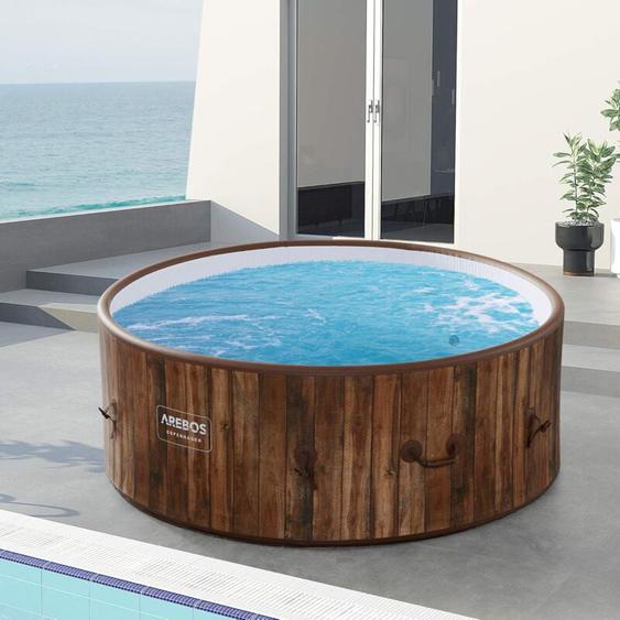Arebos - Spa Gonflable intérieur et extérieur ⌀ 180 cm 7 Personnes Drop Stitch 130 Jets de Massage avec Chauffage 1120 litres avec Couvercle Spa &
