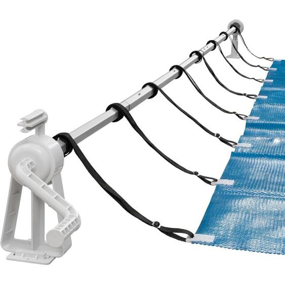 Arebos - Système denroulement pour bâches solaires et bâches de Piscine Longueur de 1,05-6,15 m - Matériau résistant aux intempéries - Blanc / Argent