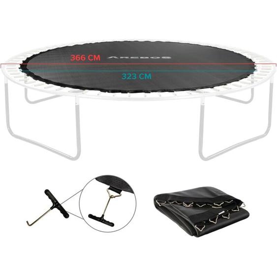 Toile de trampoline ø 323 cm pour trampoline de ø 366 cm, pour 72 ressorts avec une longueur de 140 mm - Arebos