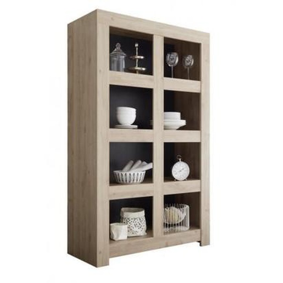 Argentier ouvert BOBOCHIC Giarre chene noyer clair - Vintage - 110cm x 186cm x 42cm - 3 étagères en bois