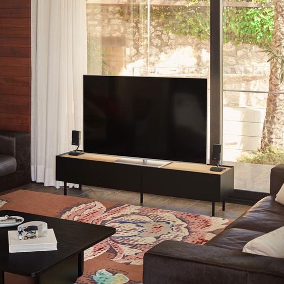 Arista - Meuble TV en bois 1 porte 2 tiroirs L180cm - Couleur - Noir