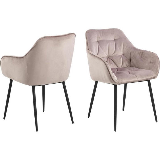 Armlehnstuhl Brooke (2er-Set) in Dusty Rose aus Metall,Stoff - 58x83x55cm (BxHxT)