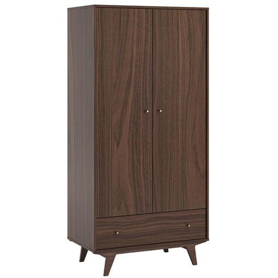 Armoire 2 Portes 1 Tiroir Bois Foncé