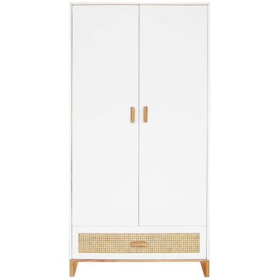 Armoire 2 Portes 1 Tiroir Cannage Rotin Nami Blanc