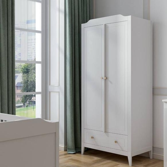 Armoire 2 Portes 1 Tiroir Héritage Blanc