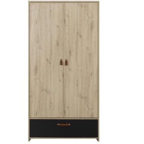 Armoire 2 portes 1 tiroir style industriel couleur chêne artisan - Fabrication Française - CaliCosy.