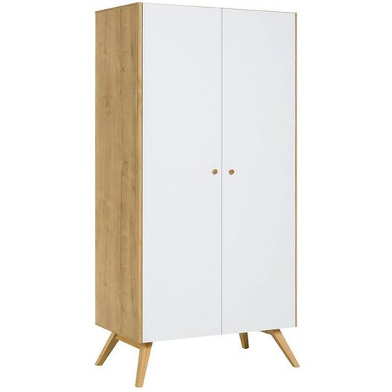 Armoire 2 Portes Avec Penderie Nature Blanc