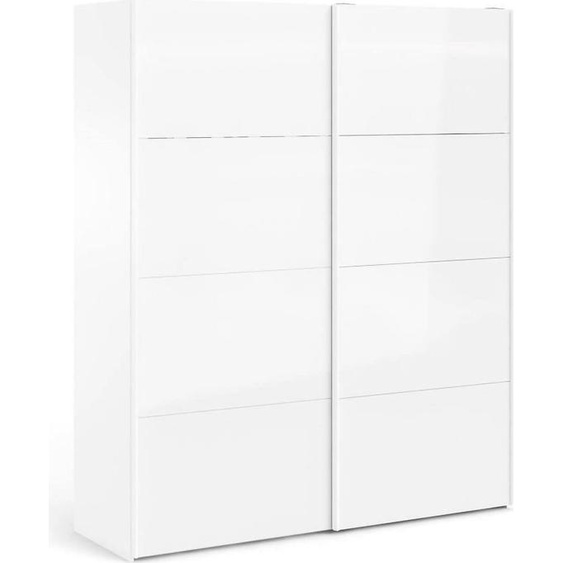Armoire 2 portes Badesse, meuble de chambre à coucher, armoire, penderie, 182x62 h220 cm, blanc brillant