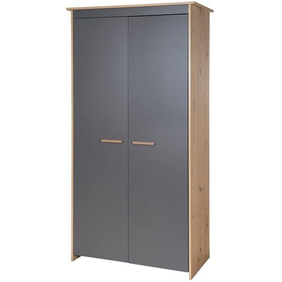Armoire 2 Portes Battantes Anna Anthracite - Chêne Kent