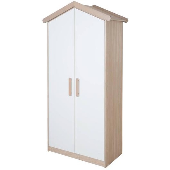 Armoire 2 Portes Battantes Cabane Blanc - Chêne