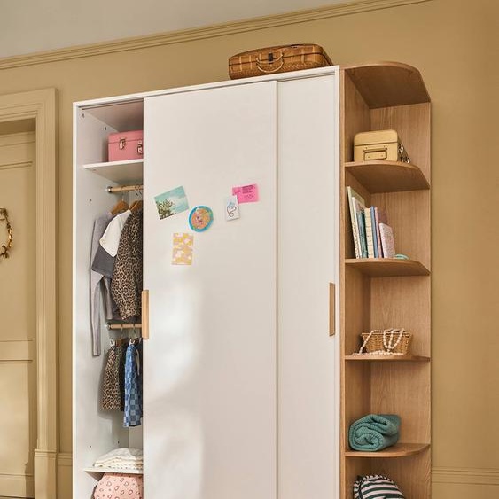 Armoire 2 portes coulissantes + bibliothèque JAPI blanc