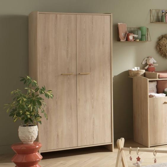 Armoire 2 Portes Décor Bois Hêtre - Adele Marron