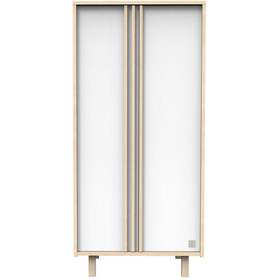 Armoire 2 Portes En Décor Chêne Velours Et Avec Appliques En Bois Blanc