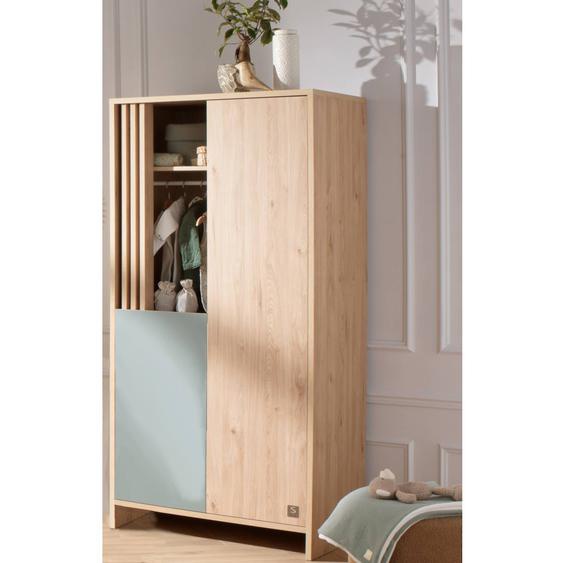Armoire 2 Portes Et 1 Niche Avec Claustra En Bois Décor Chêne Suave Vert/marron