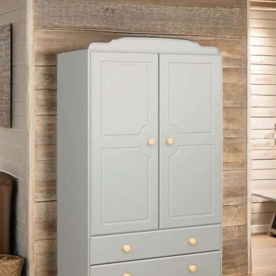 armoire 2 portes LIV Chambre à coucher Rangement Armoire gris cottage