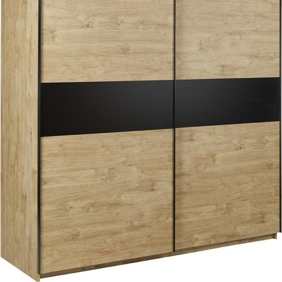 Armoire 200 cm pour chambre à coucher avec 2 portes coulissantes, collection MORGANE, couleur chêne doré