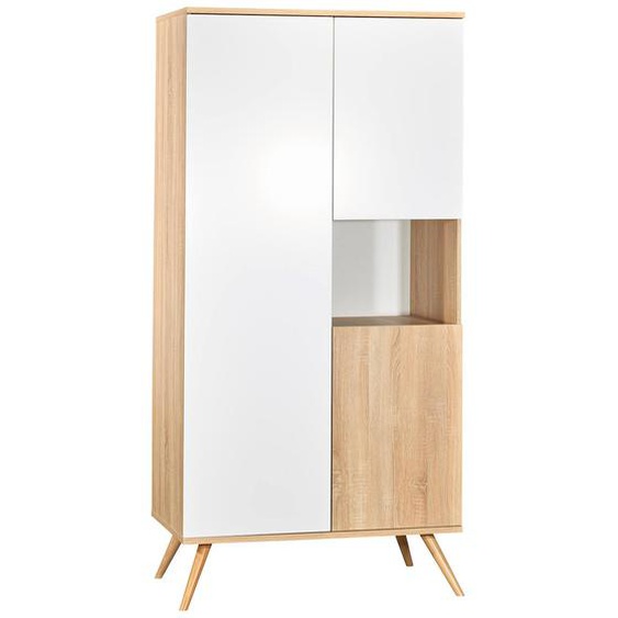 Armoire 3 Portes 1 Niche En Bois Blanc/marron