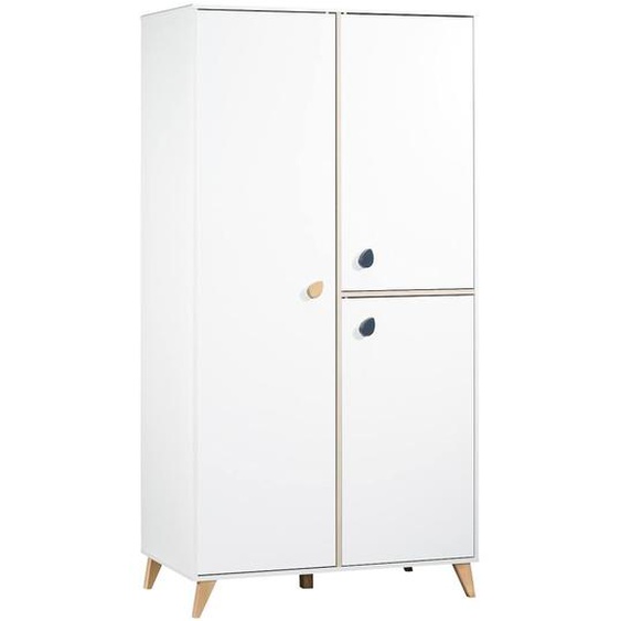 Armoire 3 Portes Bébé Boutons Goutte Blanc
