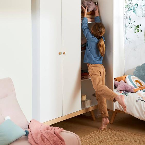 Armoire 3 portes LIGNE CONFETTI blanc/bois
