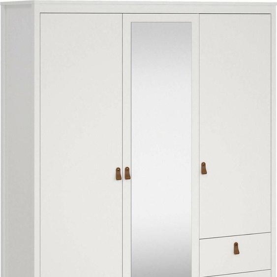 Rufina - Armoire 3 Portes, 150x58 cm Blanc, Porte-manteaux