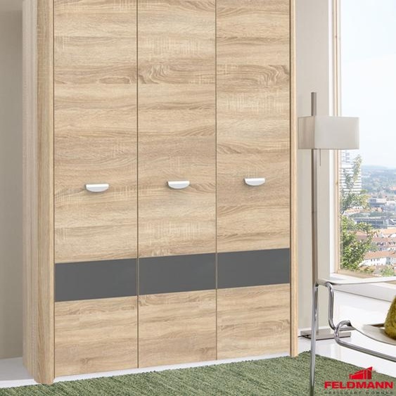 Armoire à 3 portes, 133 cm, chêne Sonoma / gris