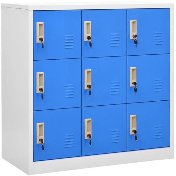 Armoire à casiers Gris clair et bleu 90x45x92,5 cm Acier