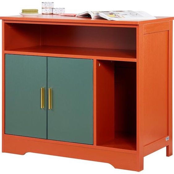 Armoire à chat VEVOR 792x430x710 mm, armoire à litière avec étagère & espace de rangement, maison de chat en bois de style moderne pour lintérieur, convient à la plupart des litières pour chats, rouge & vert