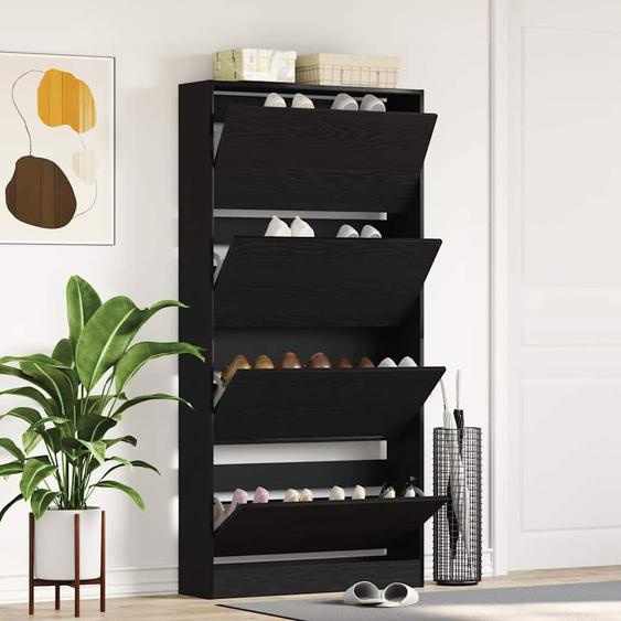 Cabinet à chaussures avec étagère Chêne noir 80 x 21 x 163,5 cm