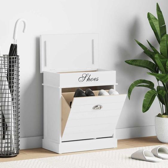 Armoire à chaussures Blanc 50 x 28 x 58 cm Bois de Paulownia