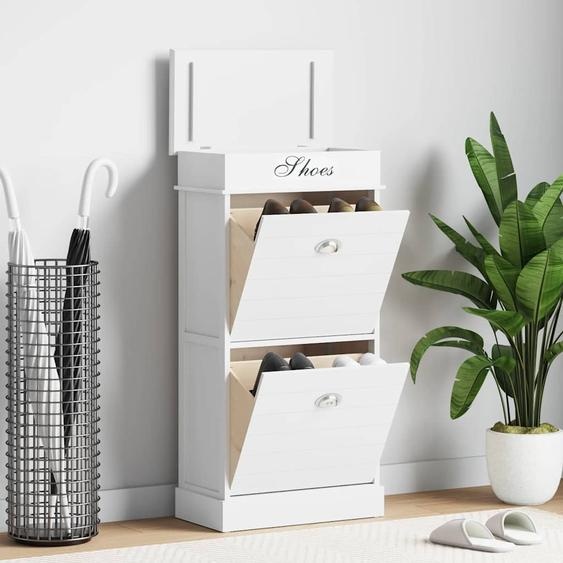 Armoire à chaussures Blanc 50 x 28 x 98 cm Bois de Paulownia