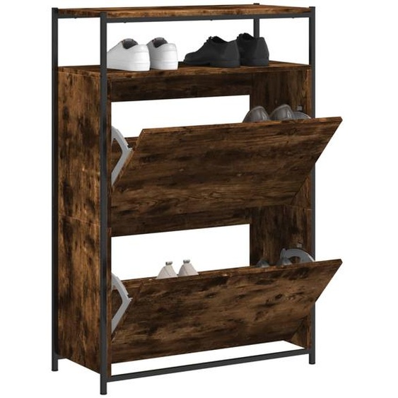 Armoire à chaussures chêne fumé 75x34x112 cm bois dingénierie