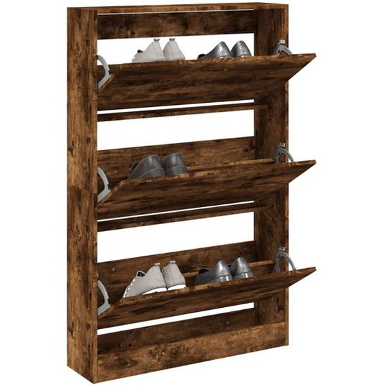 Armoire à chaussures chêne fumé 80x21x125,5 cm bois ingénierie