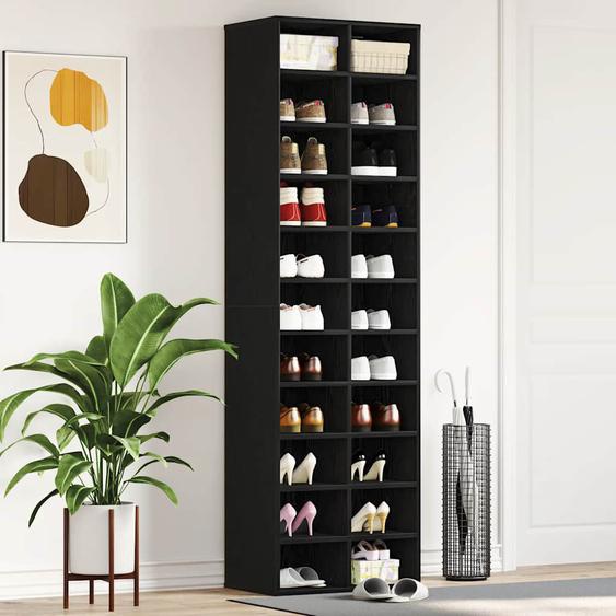 Armoire à chaussures chêne noir 54x34x183 cm bois dingénierie