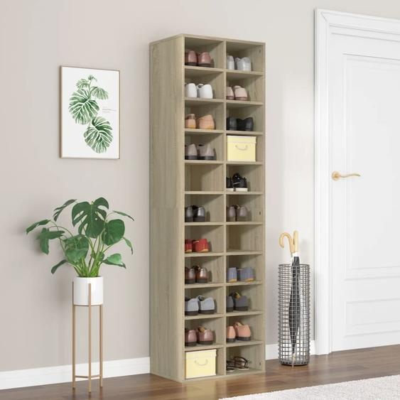 Armoire à chaussures chêne sonoma 54x34x183cm bois dingénierie