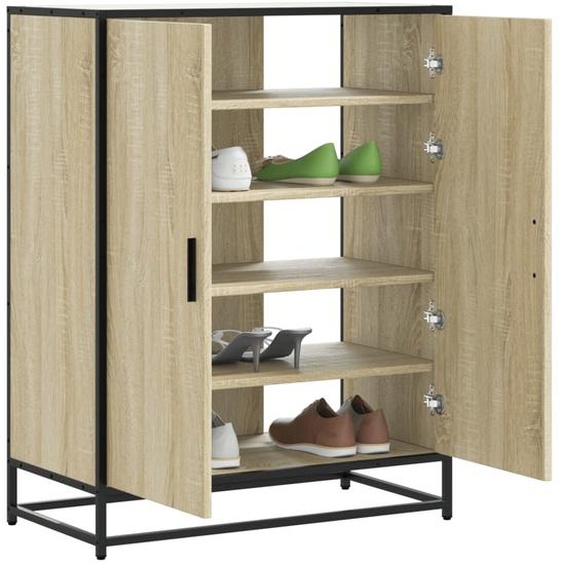 Armoire à chaussures chêne sonoma bois dingénierie et métal