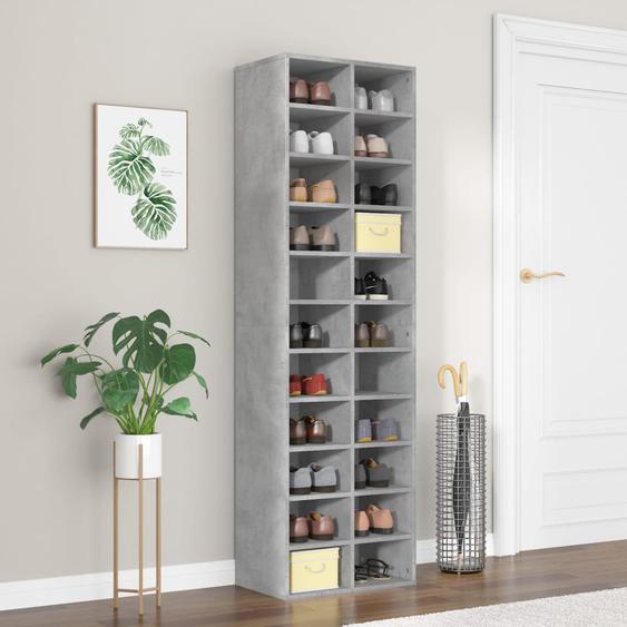 Armoire à chaussures gris béton 54x34x183 cm bois dingénierie