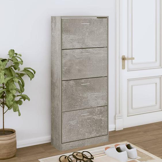 Armoire à chaussures Gris béton 63x24x147 cm Bois dingénierie