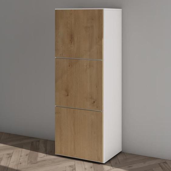 Armoire à Chaussures MAI & MAI - Blanc Mat + Marron Clair - 45x36x120 cm - 12 Paires - Design Contemporain