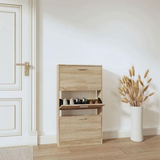 Armoire à chaussures-Meuble à chaussures-Meuble de rangement Chêne 59x17x108 cm Bois dingénierie SHL501841