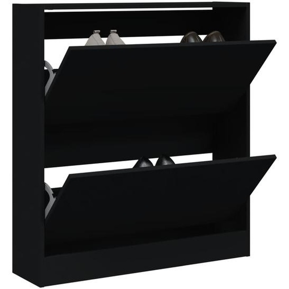 Armoire à chaussures noir 80x21x87,5 cm bois dingénierie