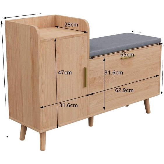 Armoire à chaussures, rangement multifonctionnel, siège confortable, type A