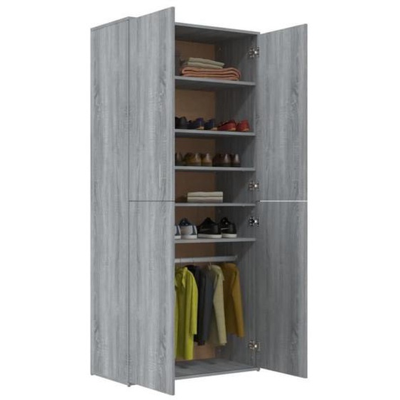 Armoire à chaussures Sonoma gris 80x39x178 cm Bois dingénierie  Mothinessto LY6824