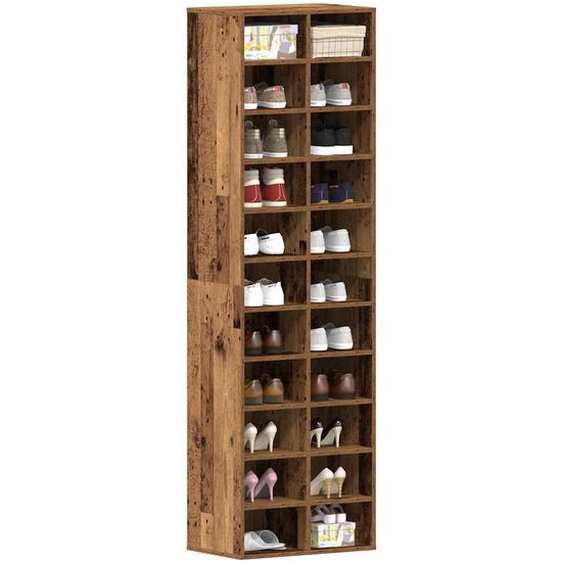Armoire à chaussures vieux bois 54x34x183 cm bois ingénierie