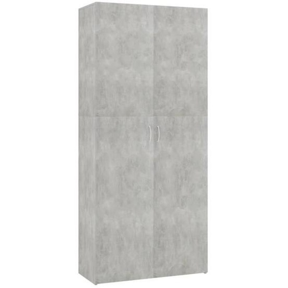 Armoire à chaussures - ZHG- MODE&CHIC - Gris béton - 80 x 35,5 x 180 cm - Moderne-Design