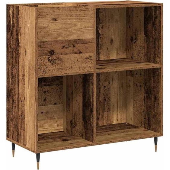 Meuble à vinyles avec étagère chêne artisanal 85 x 38 x 89 cm
