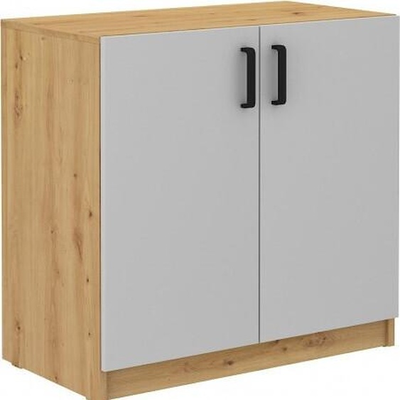 Armoire à étagères MABAKA – chêne artisan / gris