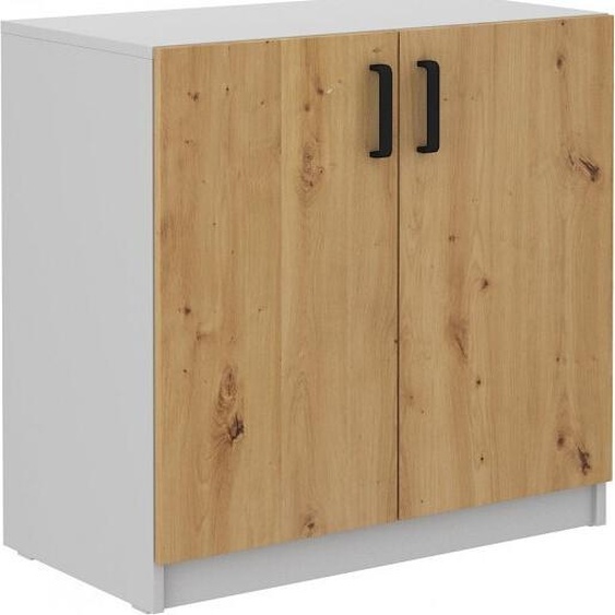 Armoire à étagères MABAKA – gris / chêne artisan